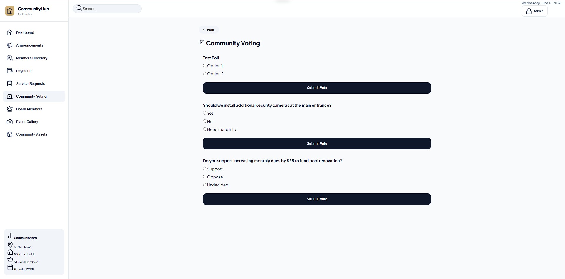 Community Voting Desktop Panel