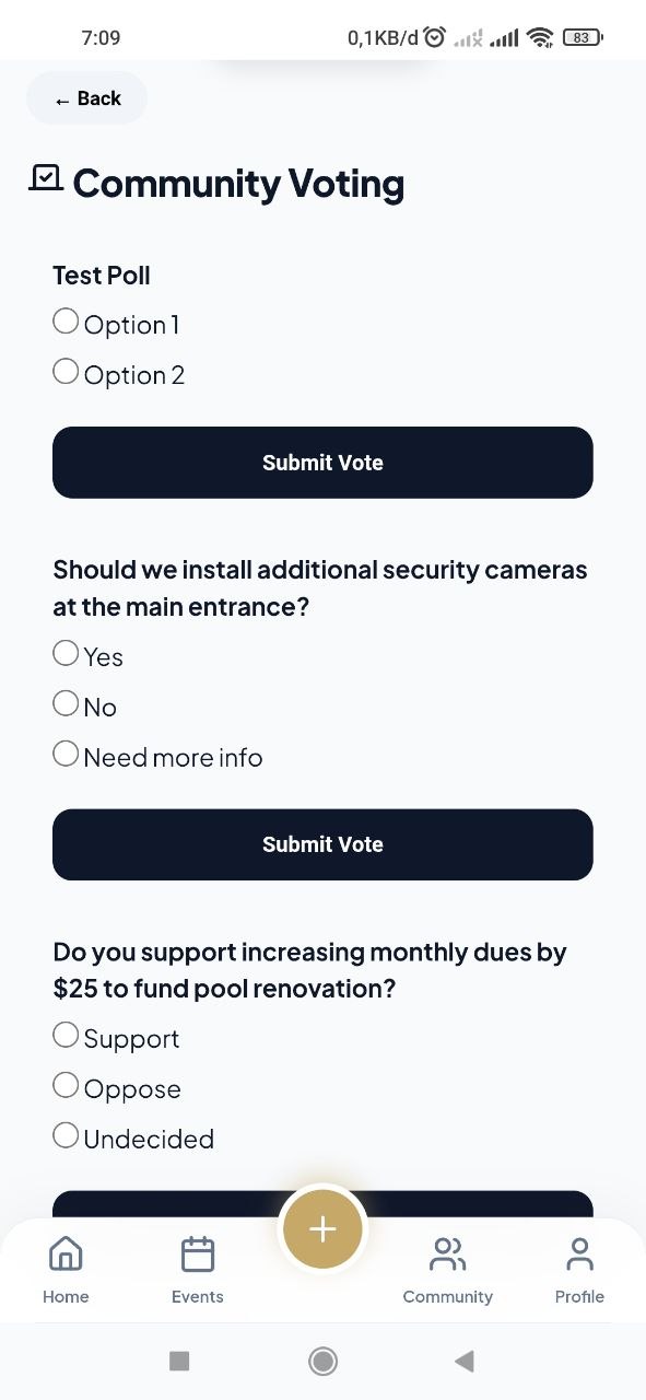 Community Voting Screen