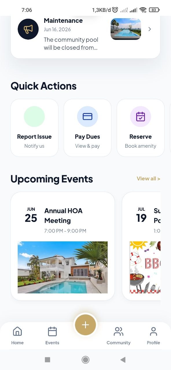 Resident Dashboard Screen