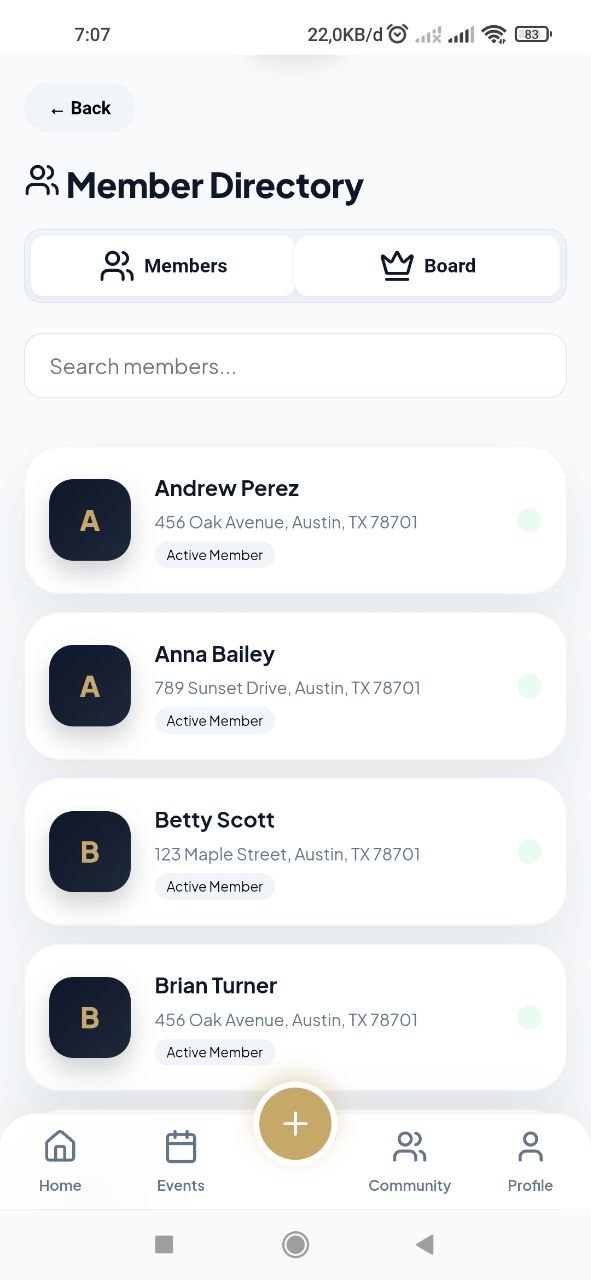 Member Directory Screen