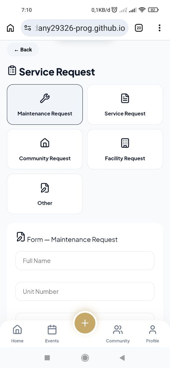 Service Requests Screen